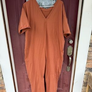 Women's Rust V-Neck Jumpsuit
